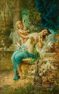 corps floral d’ange et de fille Hans Zatzka belle dame de femme Peinture à l'huile